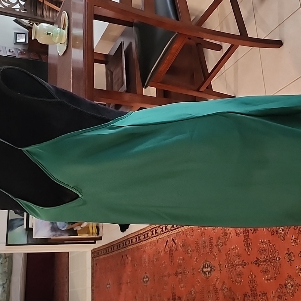 Satin Green Halter Slip Dress Spagetti Straps Size Large to XL Either Fit
